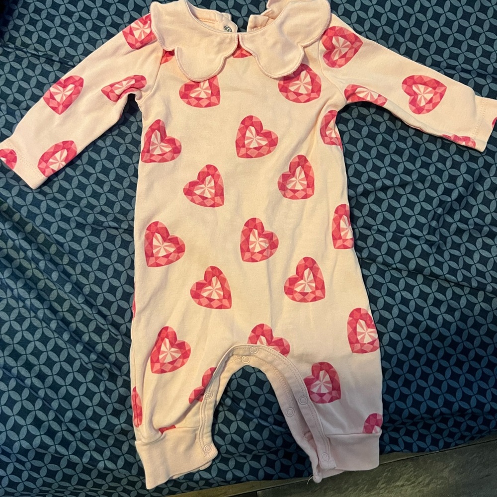 Paris Hilton Pink Footies One Piece with Heart Patterns